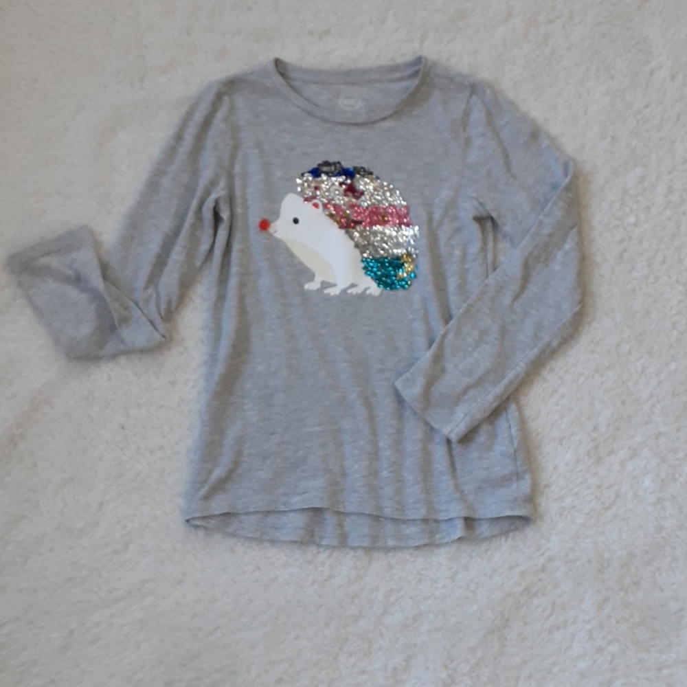 Wonder Nation Girls Long Sleeved Gray Tee M7/8